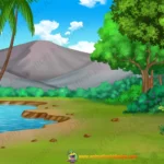 Indian Jungle River Side Background with Mountains - 2D Animation (PNG & PSD)