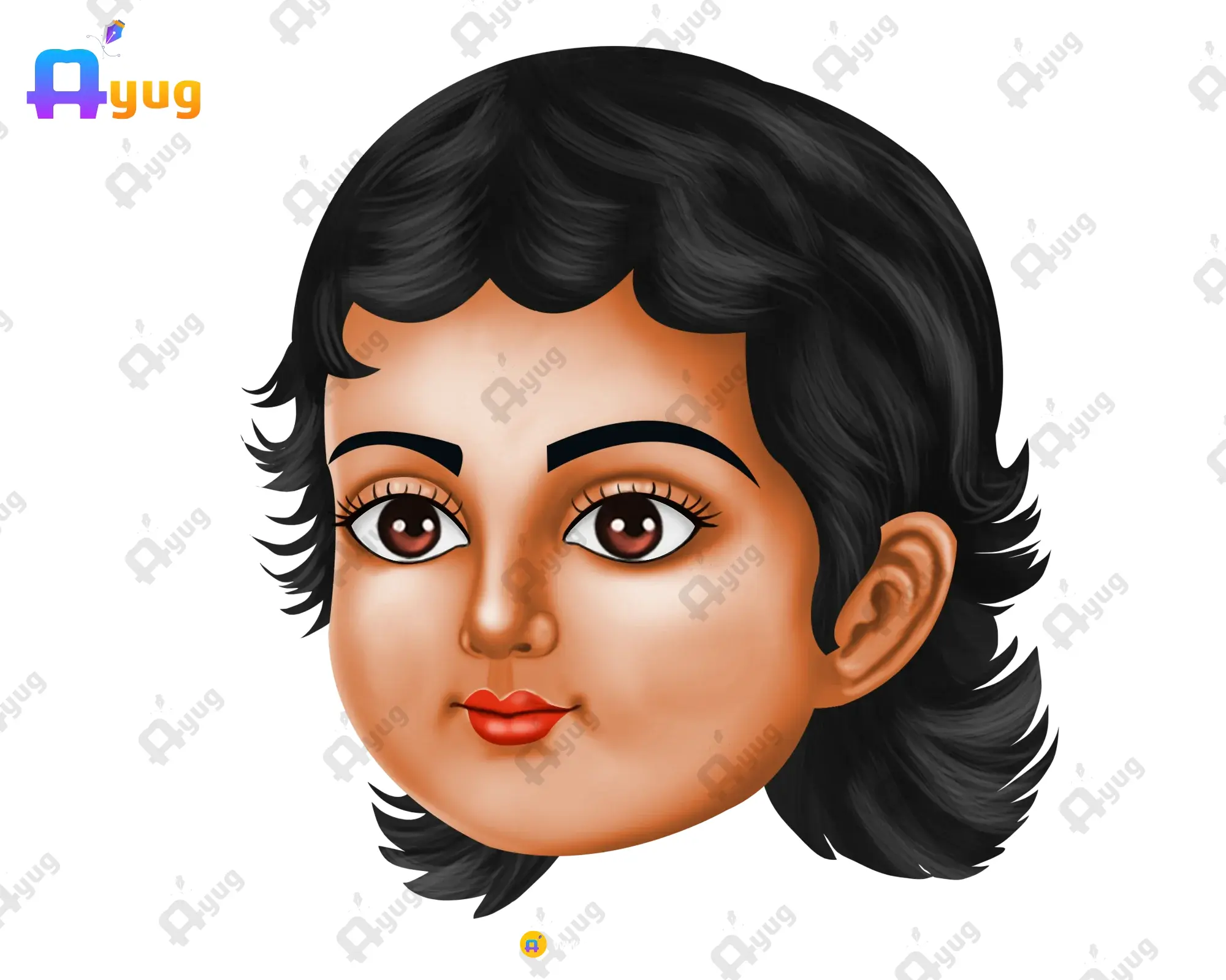 Small Little Girl Head PNG Small Little Girl Head – Cute Short Hair Toddler / Baby Girl Character (Available in Animated .FLA & Static .PSD) - Image 1