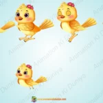 Cute Yellow Female Bird Sprite Sheet - Flower Hair Accessory Animation Pack