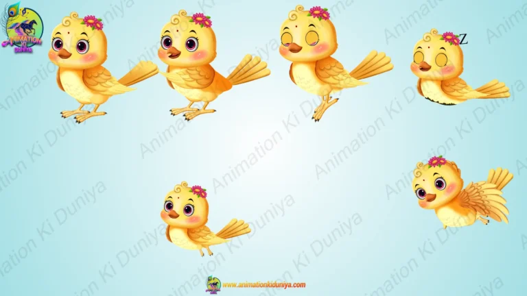 Cute Yellow Female Bird Sprite Sheet - Flower Hair Accessory Animation Pack