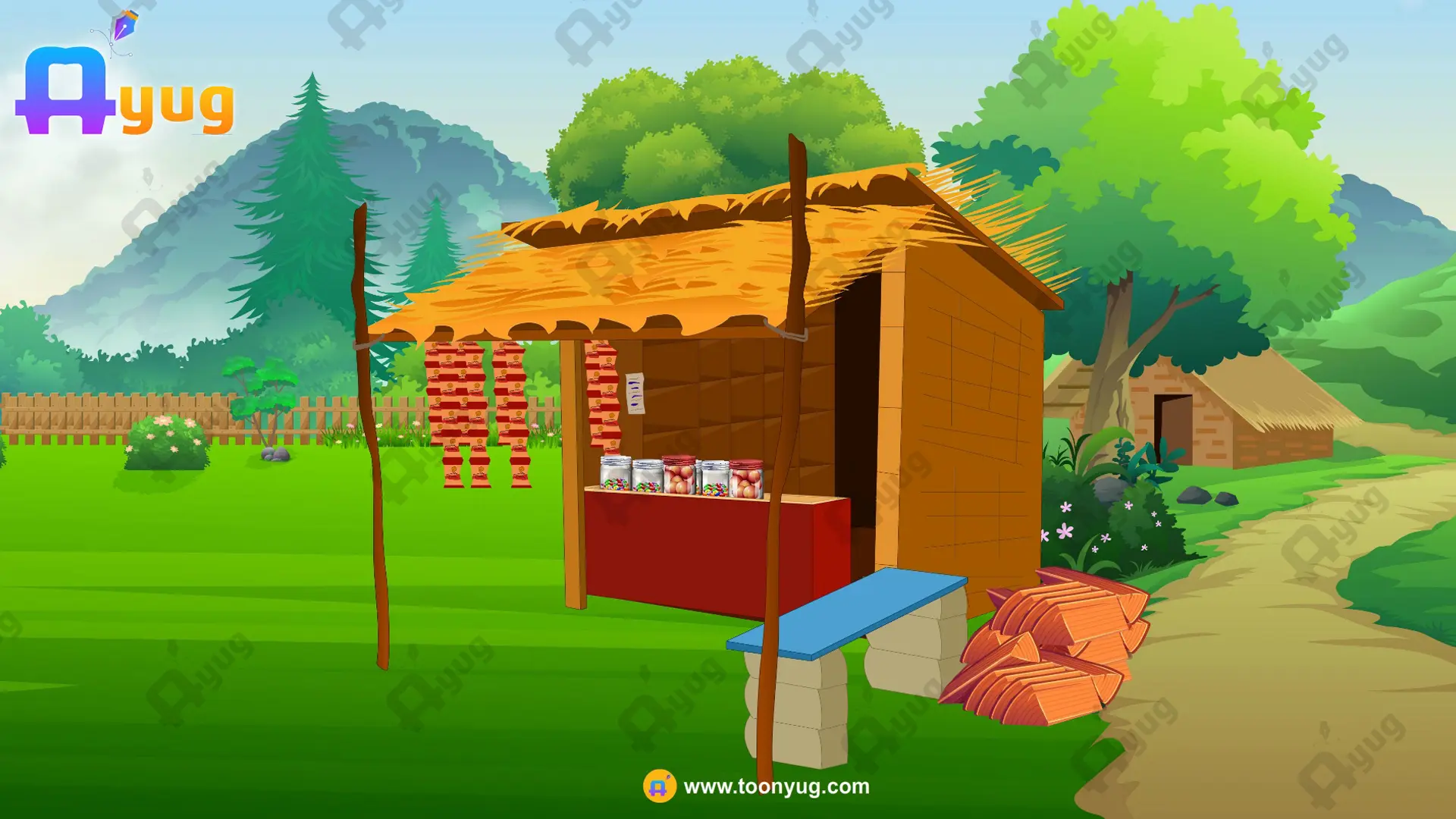 Young Pandit Rigged Character Thumbnail0002 Indian Village Shop Background – 2D Cartoon Dukan Scene for Adobe Animate CC - Image 1