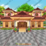 Luxury Mansion Bungalow Background for 2D Animation - High Quality