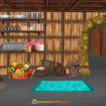 Traditional Indian Village Kitchen Background - 2D Cartoon Interior (PSD & PNG)