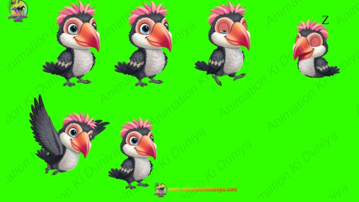 2D Digital Animation Asset: 16 Cartoon Bird Characters Bundle (Green ...