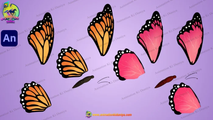 Beautiful 2D Animated Butterfly Pack – Orange & Pink Colorful Wings ...