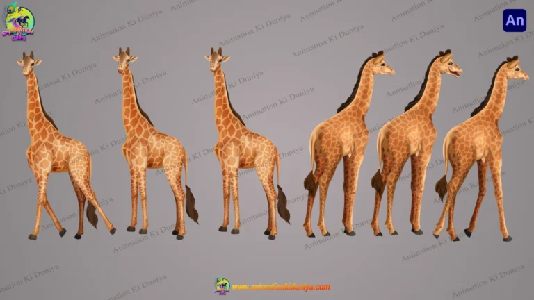 2D Animated Giraffe Character Pack for Professional Jungle Cartoon