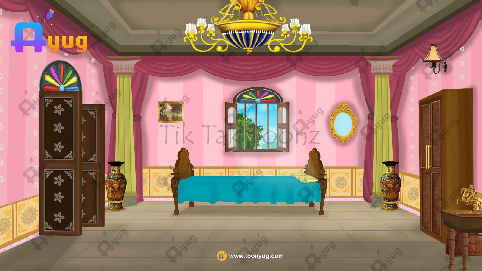 kings-room Indian King's Bed Room Interior PSD High Quality Background - Image 1
