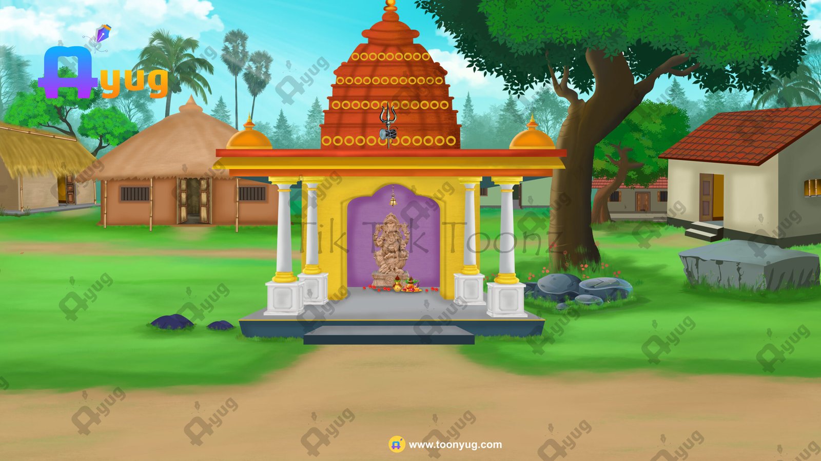 mandir2 Indian Village Mandir PSD High Quality Background - Image 1