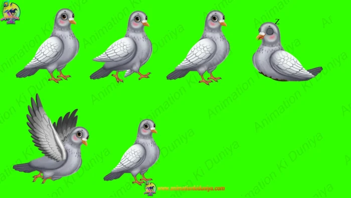2D Digital Animation Asset: 16 Cartoon Bird Characters Bundle (Green ...