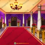 Grand Royal Palace Interior Hall - 2D Animation Lobby Background (PSD & PNG)