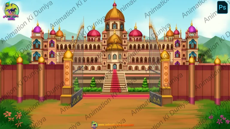 Grand Palace Main Entrance - Royal Gate 2D Animation Background (PSD & PNG)