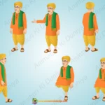 Indian Village Mukhiya (Sarpanch) 2D Character