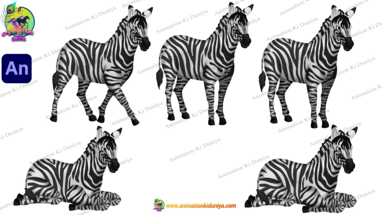2D Animated Zebra Character Pack for Safari & Educational Stories