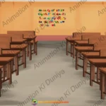 Kids Classroom Interior - 2D Animation Background (PSD & PNG)