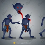Evil Blue Goblin / Dark Forest Demon – Fully Animated & Rigged for Adobe Animate CC