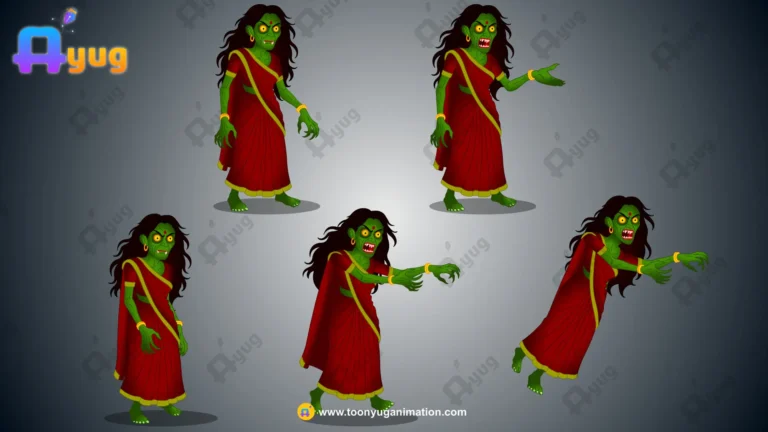 Evil Green Spirit / Chudail Character – Fully Animated & Rigged for Adobe Animate CC