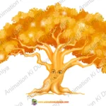 Mythical Talking Golden Tree - 2D Animation Magic Prop (PSD & PNG)