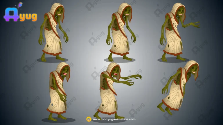 Zombie Woman / Kankal Eldier Chudail Character – Fully Animated & Rigged for Adobe Animate CC