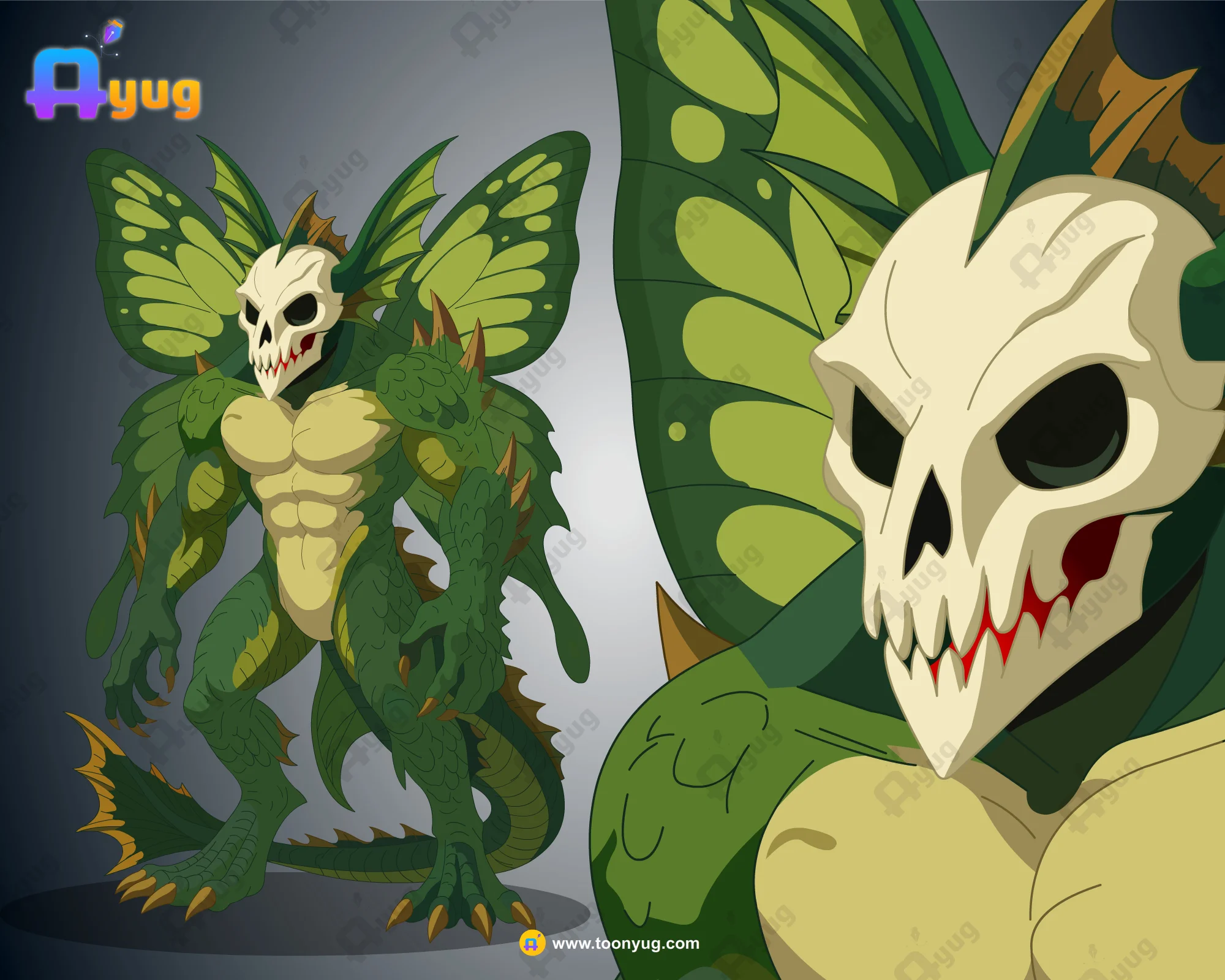 Skull Butterfly Hybrid Rigged Character Skull-Butterfly Hybrid / Keet Rakshas – Fully Rigged for Adobe Animate CC - Image 1