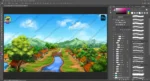 Indian Village Top View Background with River and Bridge - 2D Animation Scene (PSD & PNG) - Image 2