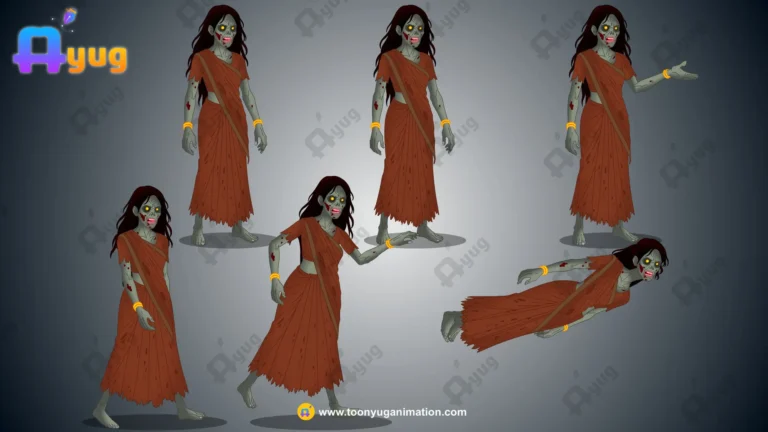 Vengeful Zombie Woman / Chudail Character – Fully Animated & Rigged for Adobe Animate CC