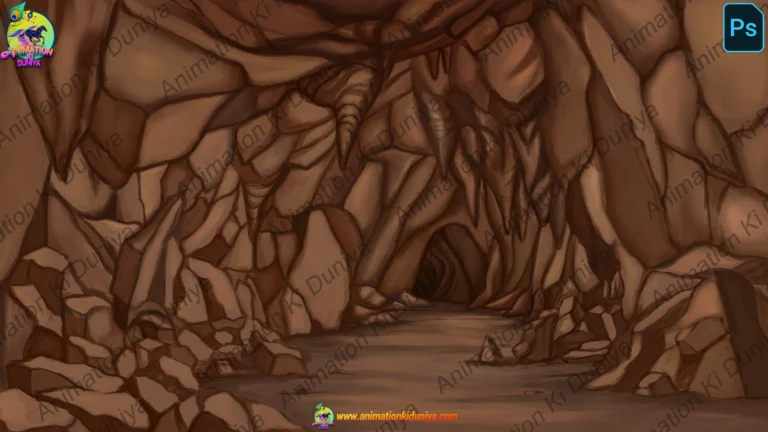 Dark Mystery Cave Interior - 2D Animation Background (PSD & PNG)
