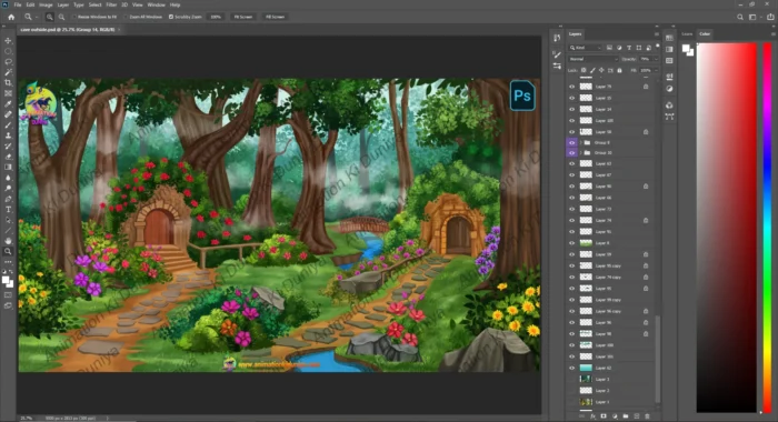 Stone Path Animation Enchanted Forest Path with Stone Doorways – 2D Animation Background ...