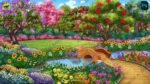 4K Vibrant Flower Garden & Stone Bridge - 2D Animation Background (PSD & PNG)