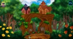4K Fantasy Forest Houses - Magical Tree Village 2D Animation Background (PSD & PNG)