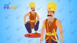 Indian Village Young King Raja Animated Human Character