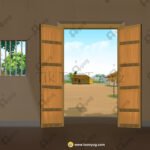 Village Room Front View PSD High Quality Background