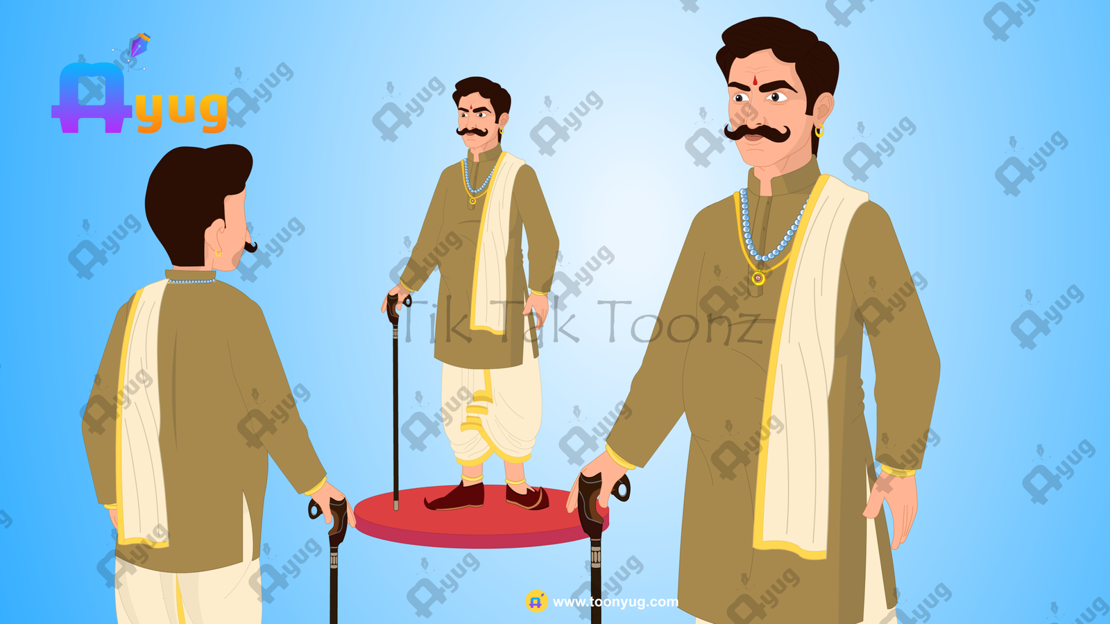 seth Indian Village Angry Seth(Jamindar) Animated Human Character - Image 1