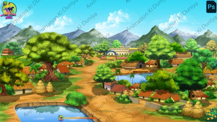 Indian Village ( Top View ) 2D Animation Background – Day Scene (PSD ...