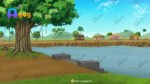 Indian Village River Side View PSD High Quality Background