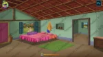 Traditional Village Hut Interior - Rural Bedroom 2D Animation Background (PSD & PNG)