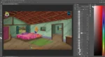 Traditional Village Hut Interior - Rural Bedroom 2D Animation Background (PSD & PNG) - Image 2