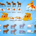 3 in 1 Epic Indian Storytelling Assets: Fully Animated Ancient Chariot, Divine Elephant, and Livestock Collection (.FLA)