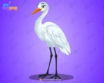 Beautiful White Crane – Ultimate 2-Variant Rigged or Animated for Adobe Animate CC