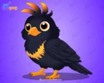 Black Puffy Myna (Common Myna) – Ultimate 2-Variant Rigged or Animated for Adobe Animate CC