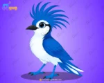 Blue Crown Royal Bird – Ultimate 2-Variant Rigged or Animated for Adobe Animate CC