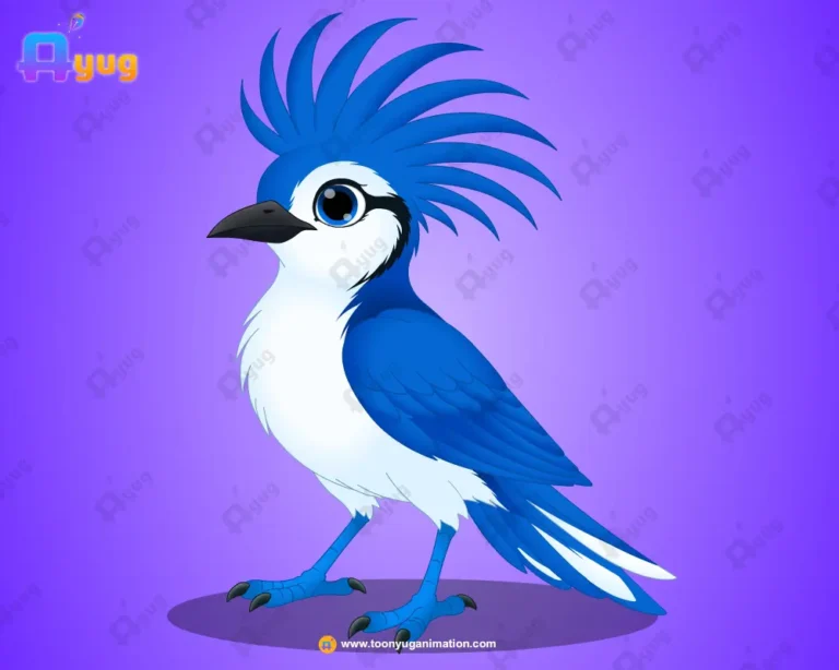 Blue Crown Royal Bird – Ultimate 2-Variant Rigged or Animated for Adobe Animate CC
