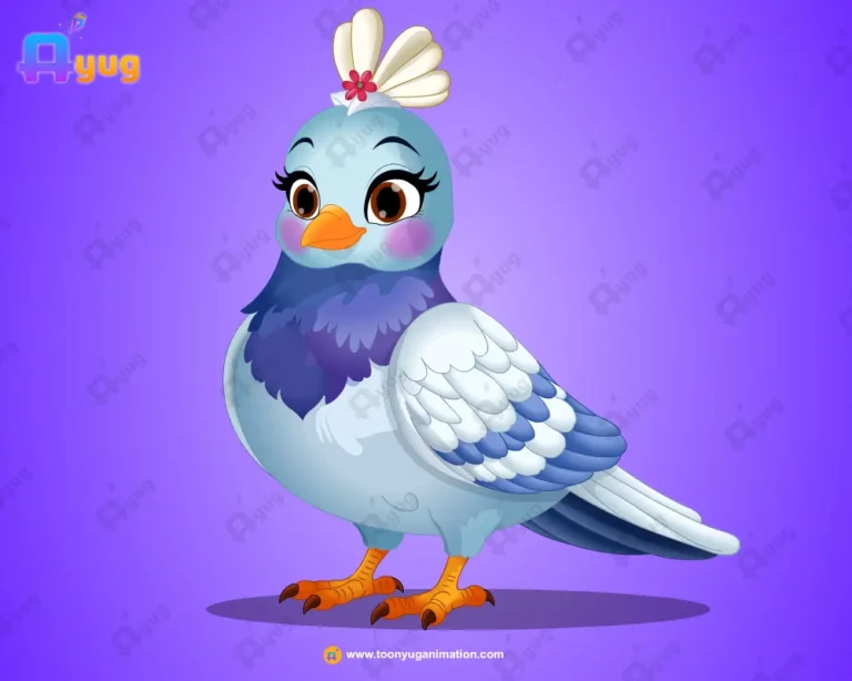 Female Cute Pigeon Bird Character – Ultimate 2-Variant Rigged or Animated for Adobe Animate CC