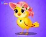 Stylish Female Yellow Bird – Ultimate 2-Variant Rigged or Animated for Adobe Animate CC