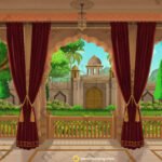 Premium Indian King's Balcony View Outside Garden PSD High Quality Background