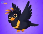 Black Puffy Myna (Common Myna) – Ultimate 2-Variant Rigged or Animated for Adobe Animate CC - Image 2
