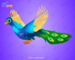 Blue Crested Royal Peacock – Ultimate 2-Variant Rigged or Animated for Adobe Animate CC - Image 11