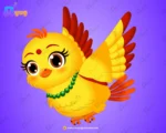 Indian Traditional Female Yellow Bird – Ultimate 2-Variant Rigged or Animated for Adobe Animate CC - Image 2