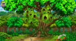 Birds Grass Houses on Big Tree Jungle Animation Background (PSD & PNG)