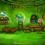 Bird Grass House Interior Animation Background (PSD & PNG)