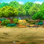 Indian Village Market / Forest Fruit Bazaar - 2D Animation Background (PSD & PNG)